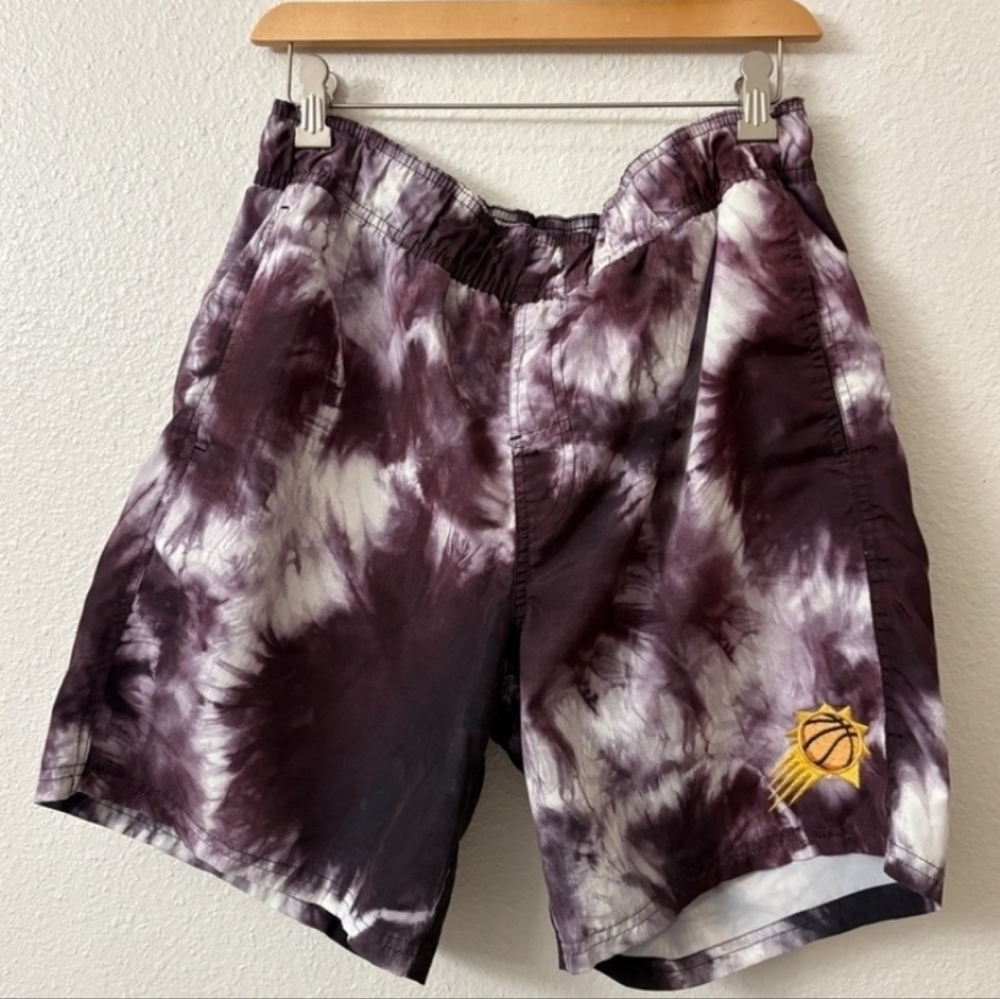 G-III Mens NBA Basketball Tie Dye Elastic Waist Mesh Liner Purple White Size M